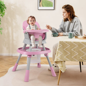 16-in-1 Baby High Chair with Activity Center and Booster Seat for Babies and Toddlers-Pink view 2