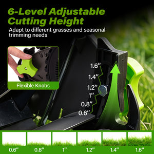 16 Inch Adjustable Cutting Heights 5-Blade Push Reel Lawn Mower with 8 Gal Removable Grass Catcher Bag-Green view 6
