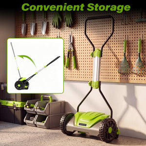 16 Inch Adjustable Cutting Heights 5-Blade Push Reel Lawn Mower with 8 Gal Removable Grass Catcher Bag-Green view 8