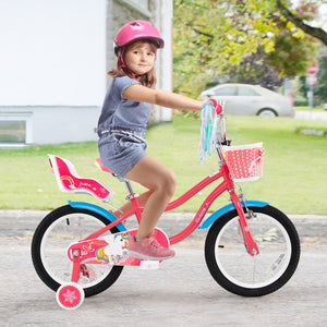 16 Inch Girls Bike for 4-7 Years Old Kids Bike with Doll Seat and Training Wheels view 3