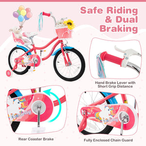 16 Inch Girls Bike for 4-7 Years Old Kids Bike with Doll Seat and Training Wheels view 6