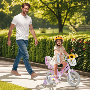 12 Inch Girls Bike Kids Bicycle with Doll Seat and Streamers for Children 3-4 Years Old view 3
