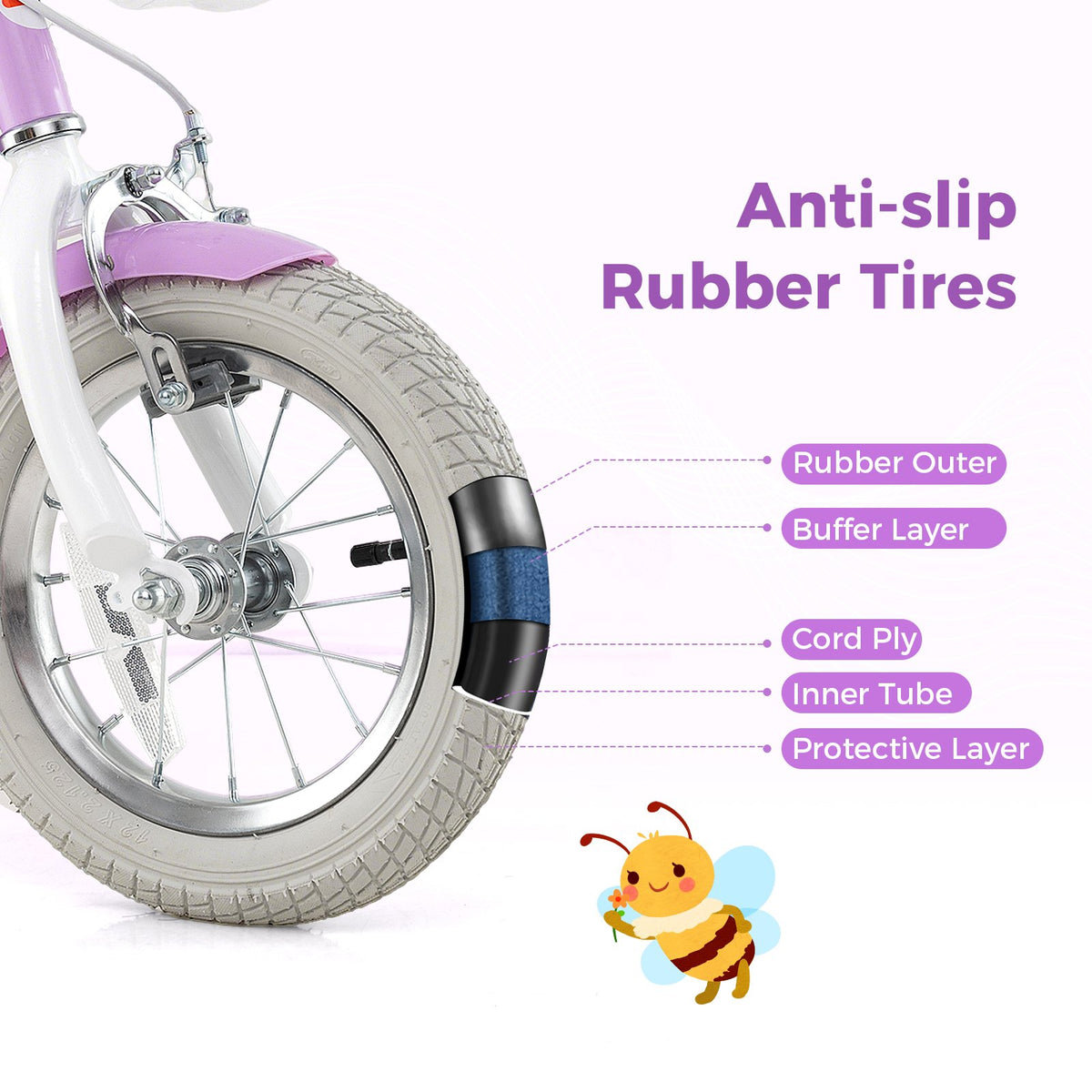 12 Inch Girls Bike Kids Bicycle with Doll Seat and Streamers for Children 3-4 Years Old view 9