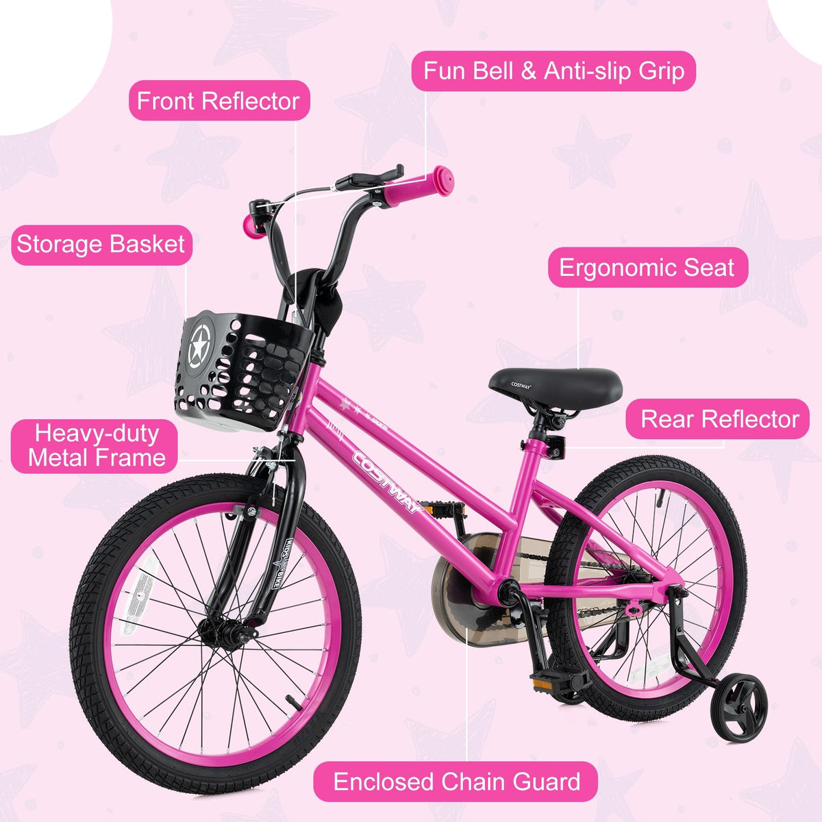 16 Inch Kids Bike Adjustable Bicycle with Front Basket for Children Aged 4-7 Years Old view 5