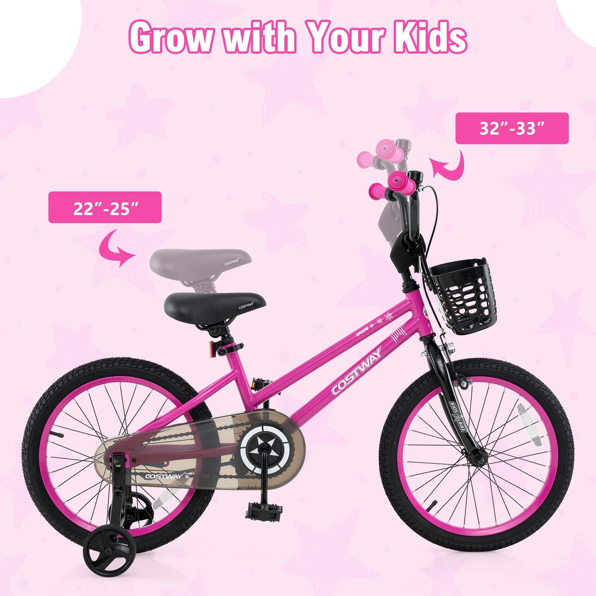 16 Inch Kids Bike Adjustable Bicycle with Front Basket for Children Aged 4-7 Years Old view 6