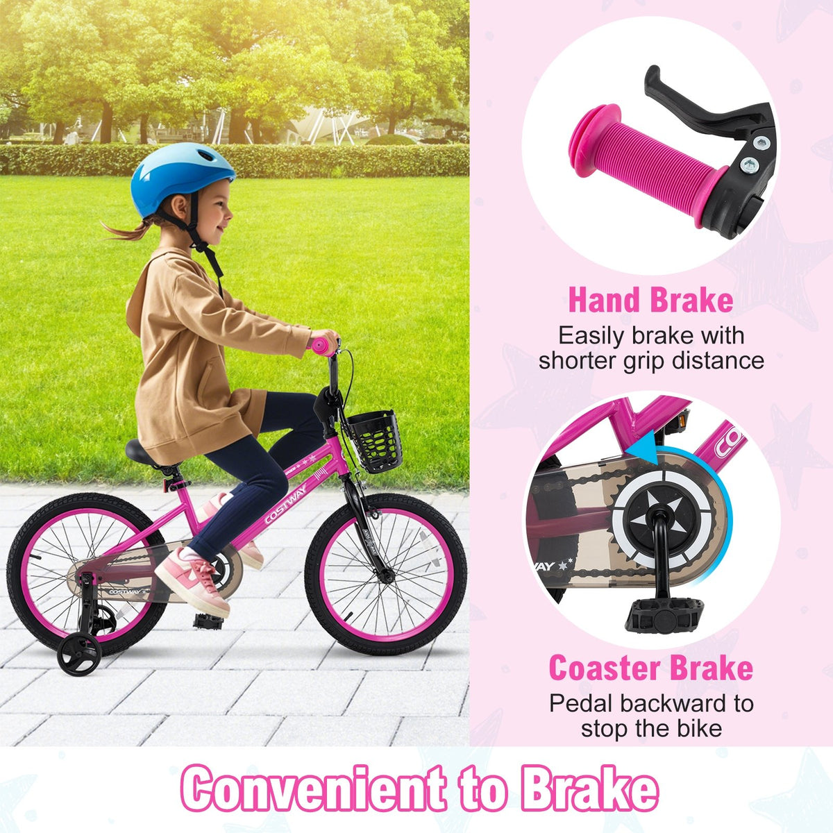 16 Inch Kids Bike Adjustable Bicycle with Front Basket for Children Aged 4-7 Years Old view 7