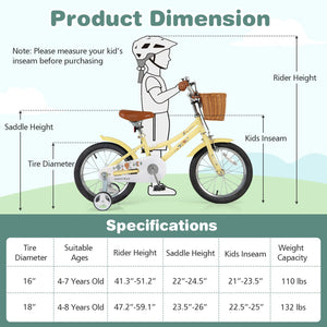 16 Inch Kids Bike Adjustable Bicycle with Reflectors and Bell for Children 4-7 Years Old-16 inches view 4