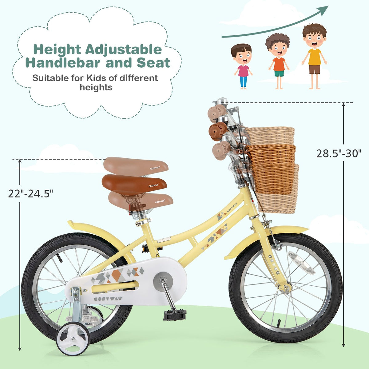 16 Inch Kids Bike Adjustable Bicycle with Reflectors and Bell for Children 4-7 Years Old-16 inches view 5