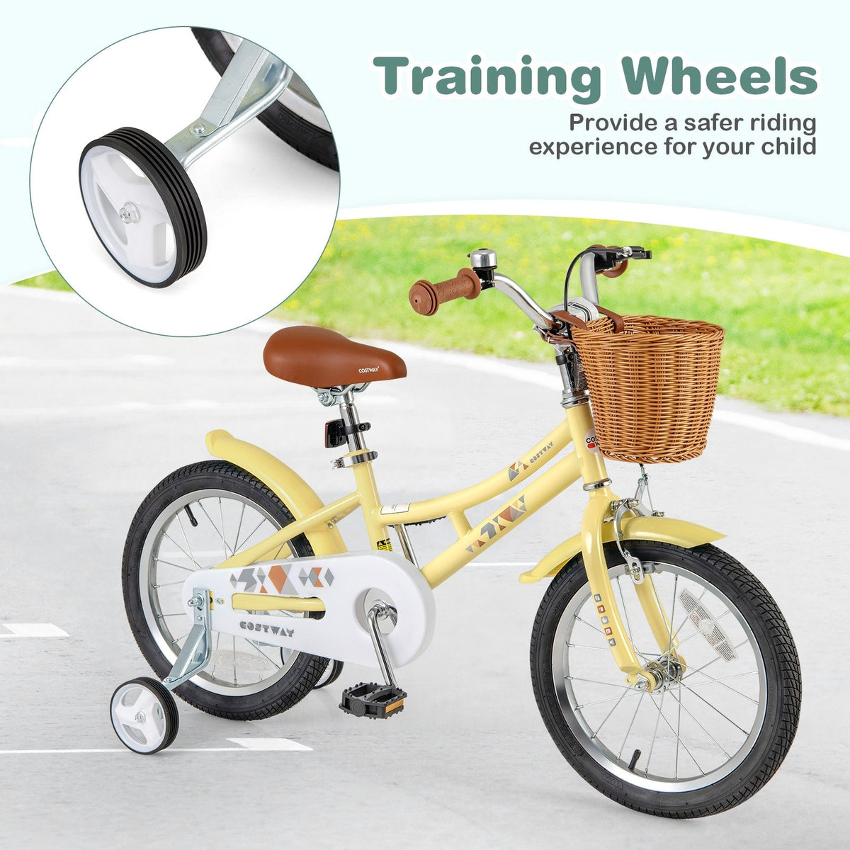 16 Inch Kids Bike Adjustable Bicycle with Reflectors and Bell for Children 4-7 Years Old-16 inches view 6