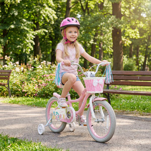 16 Inch Kids Bike Adjustable with Basket and Streamers for Girls Aged 4-7 Years Old Pink view 3