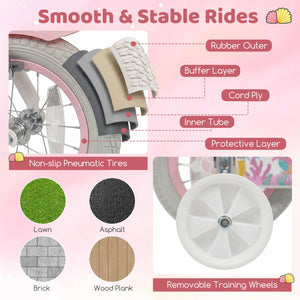 16 Inch Kids Bike Adjustable with Basket and Streamers for Girls Aged 4-7 Years Old Pink view 7