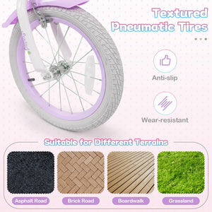 16 Inch Kids Bike Adjustable with Basket and Streamers Purple - Princess of the Sea Theme view 7