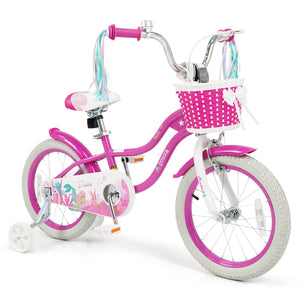 16-Inch Kids Bike Adjustable with Basket and Streamers Rose Red - Princess of the Sea Theme