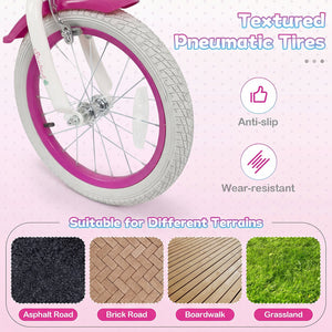 16-Inch Kids Bike Adjustable with Basket and Streamers Rose Red - Princess of the Sea Theme view 5