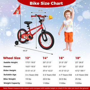 16 Inch Kids Bike Adjustable with Christmas Music & Flag for Aged 4-7 Years Old view 3