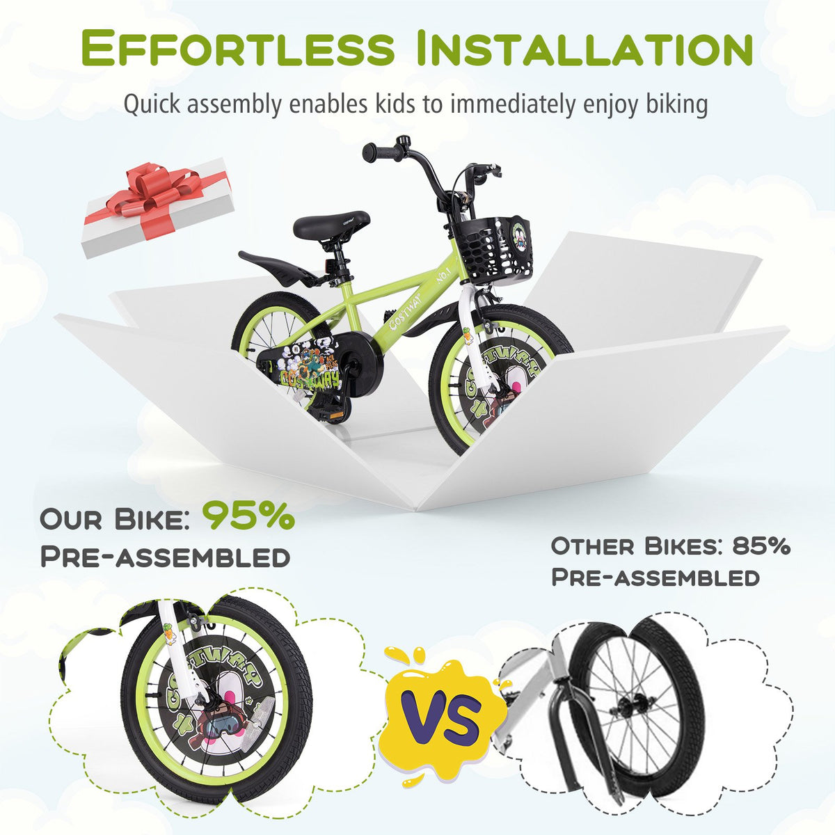 16 Inch Kids Bike Adjustable with Detachable Training Wheels for 4-8 Years Old-16 inches view 5