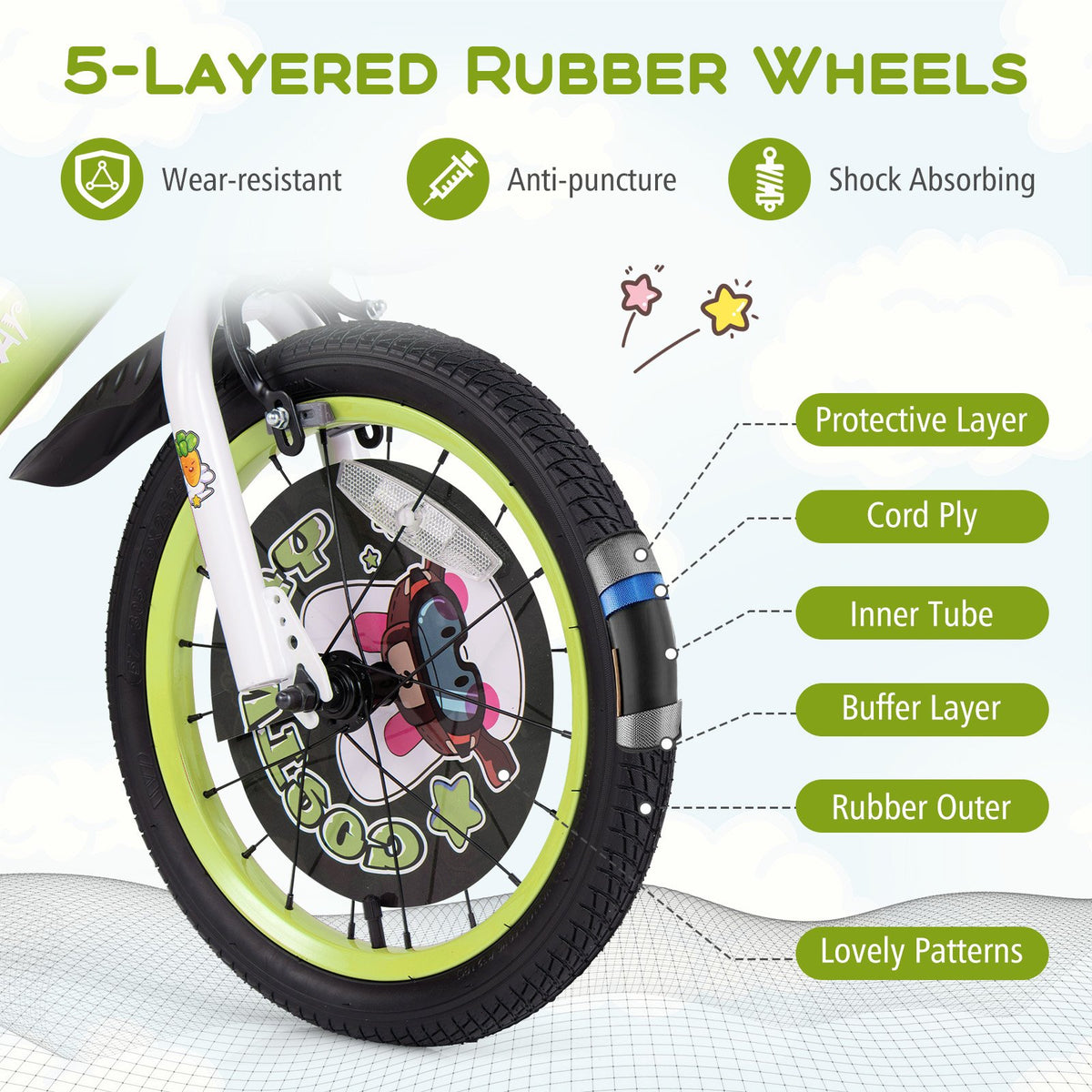 16 Inch Kids Bike Adjustable with Detachable Training Wheels for 4-8 Years Old-16 inches view 7