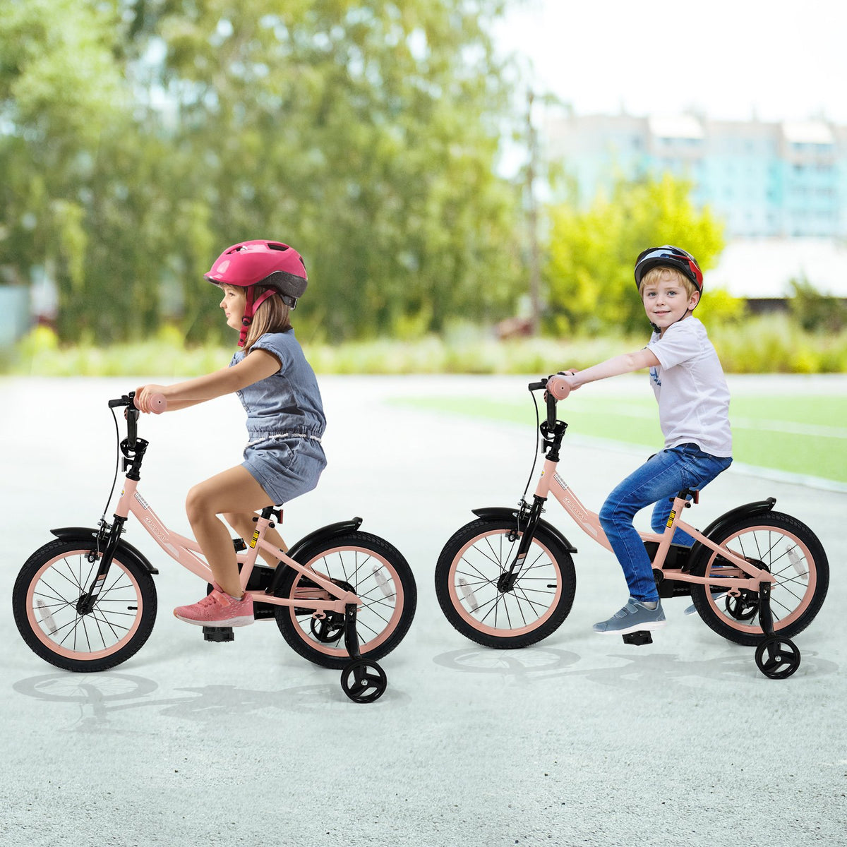 16 Inch Kids Bike Adjustable with Removable Training Wheels Pink for 3-8 Years Old view 3