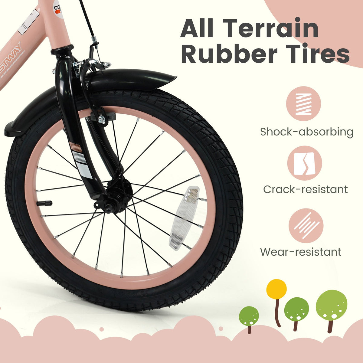 16 Inch Kids Bike Adjustable with Removable Training Wheels Pink for 3-8 Years Old view 9