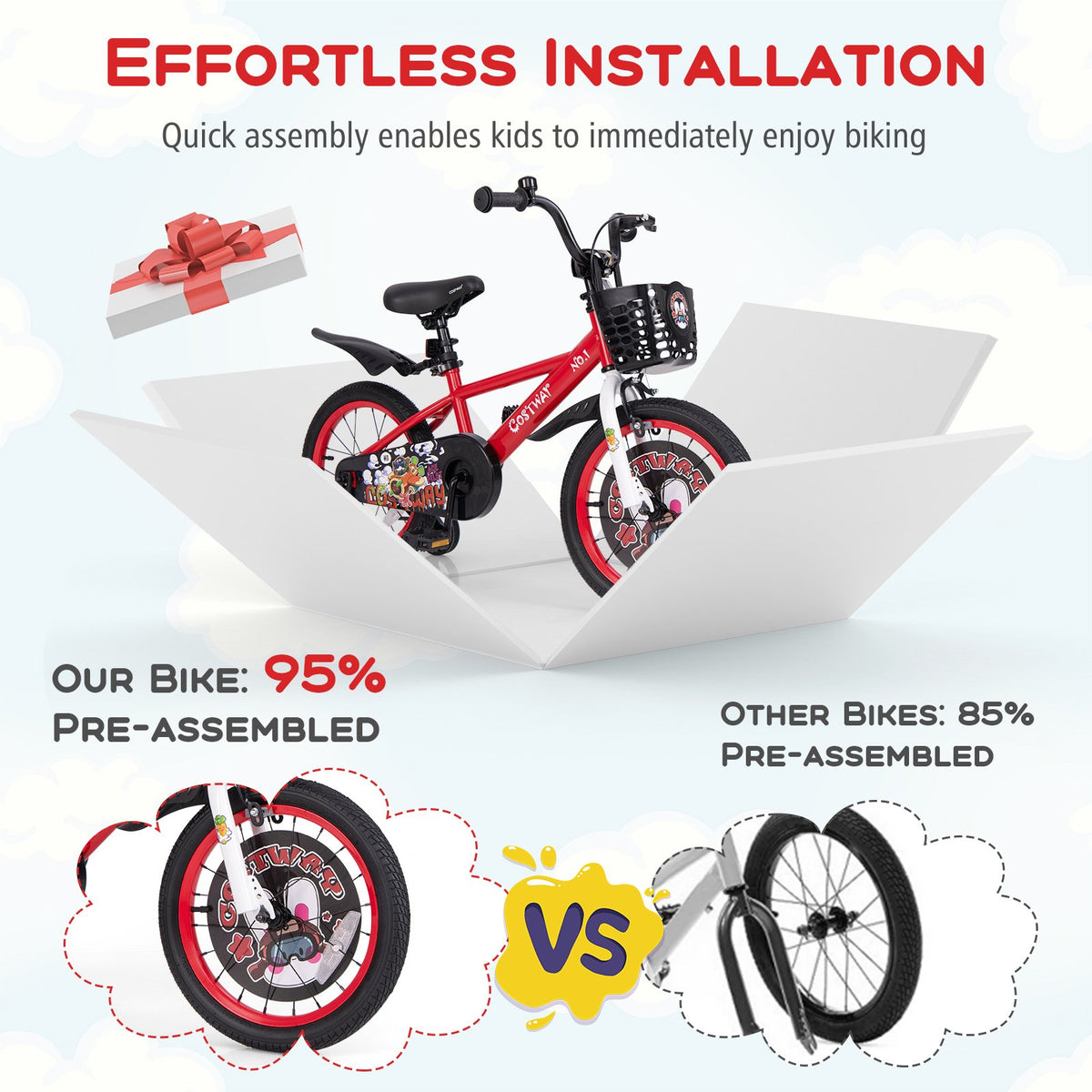 16 Inch Kids Bike Adjustable with Storage Basket and Double Brake for 4-8 Years Old-16 inches view 4