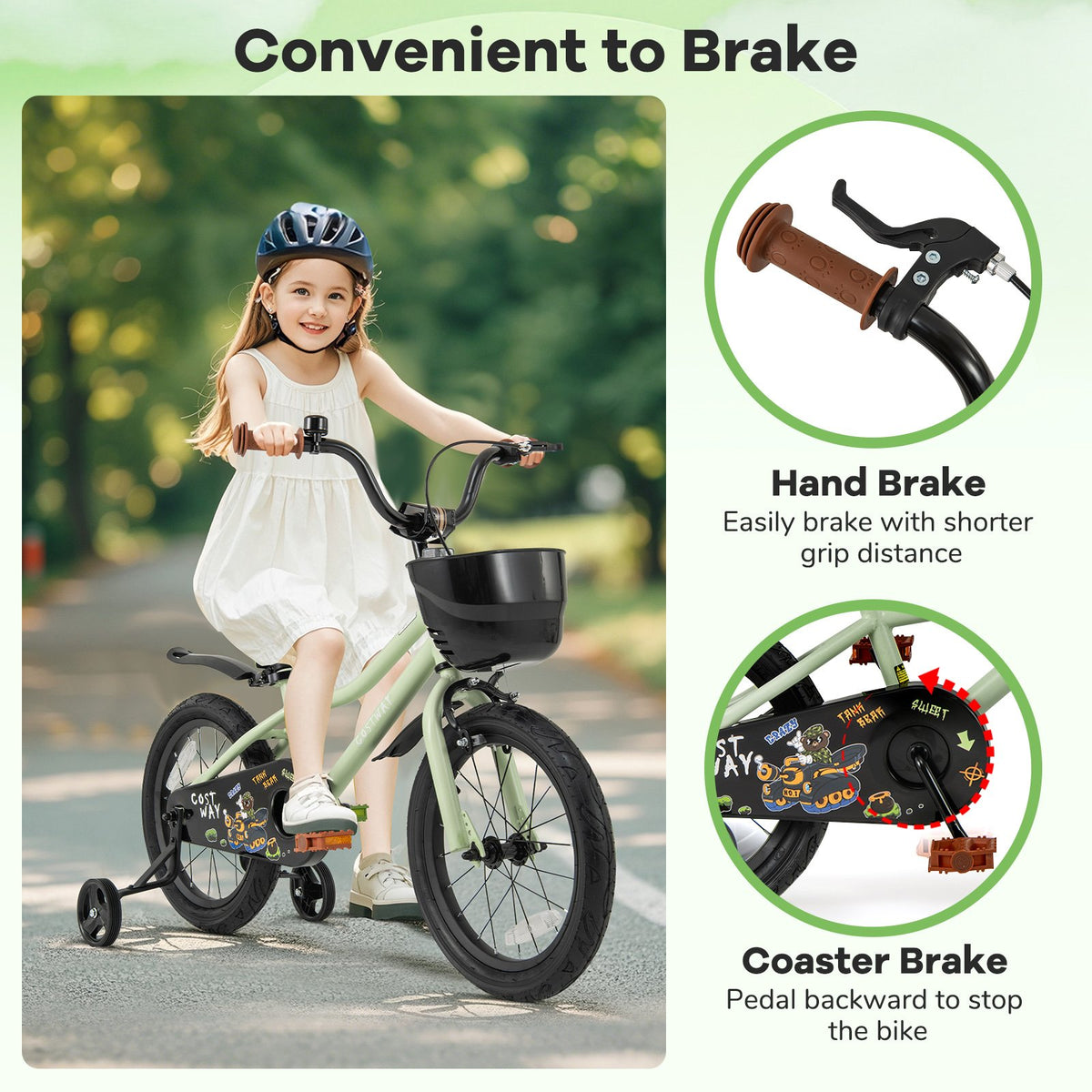 16-Inch Kids Bike Adjustable with Training Wheels for 4-7 Years Old view 6