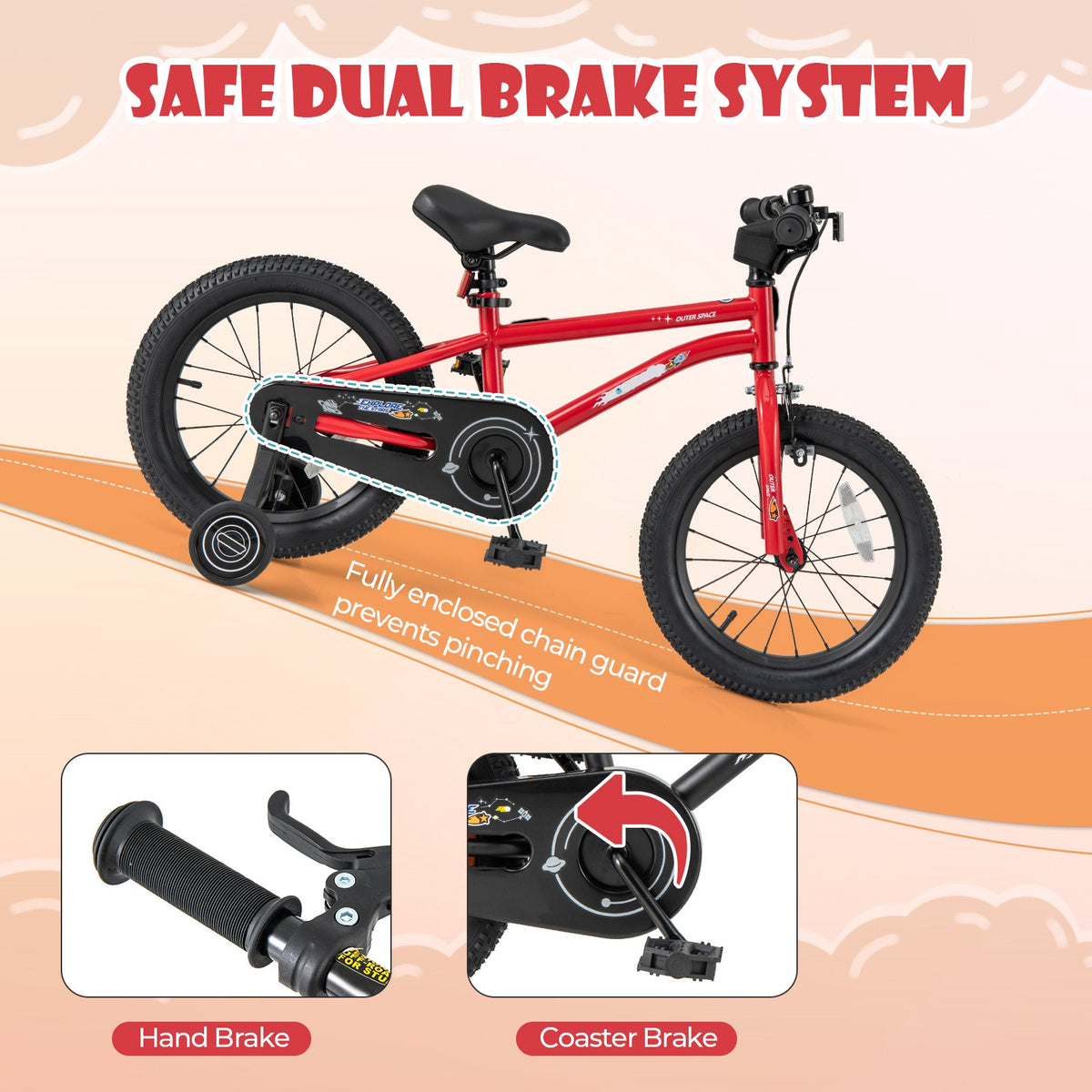 16-Inch Kids Bike Ages 4-7 with Handbrake and Coaster Brake and Bell Ring-16 inches view 6