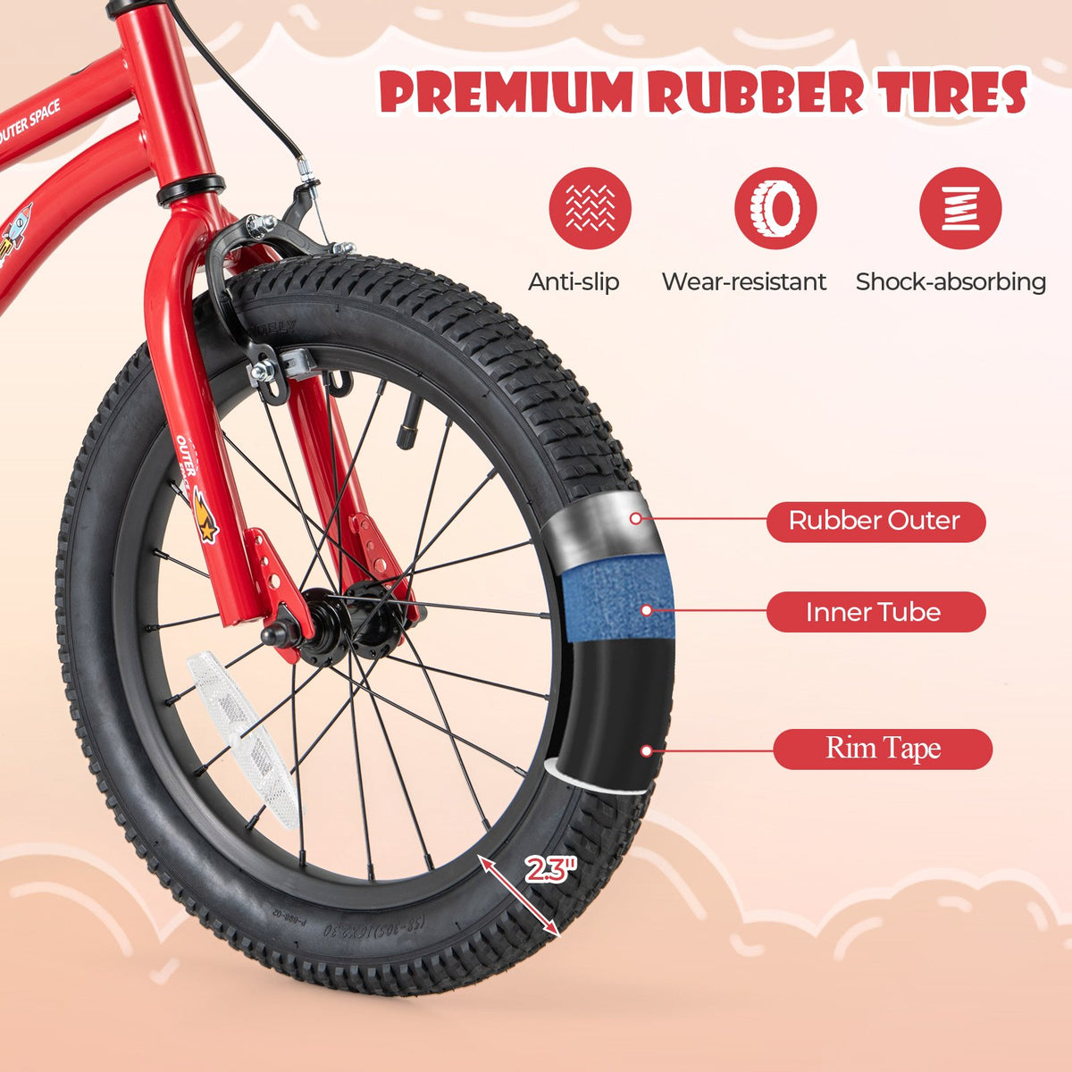 16-Inch Kids Bike Ages 4-7 with Handbrake and Coaster Brake and Bell Ring-16 inches view 8