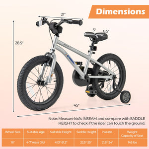 16-Inch Kids Bike Bicycle for Boys Girls 4-7 Adjustable with High Carbon Steel Frame-16 inches view 4