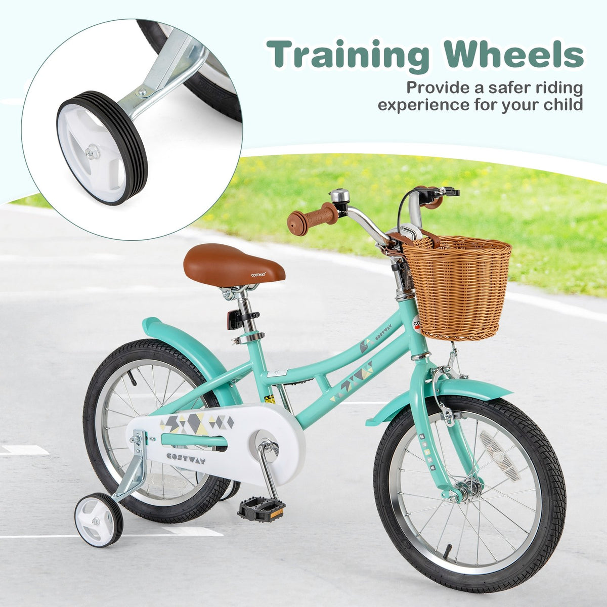16 Inch Kids Bike Bicycle with Training Wheels and 2 Brake System Ages 4-7 Years Old-16 inches view 7