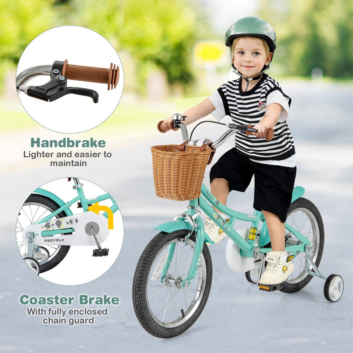 16 Inch Kids Bike Bicycle with Training Wheels and 2 Brake System Ages 4-7 Years Old-16 inches view 8