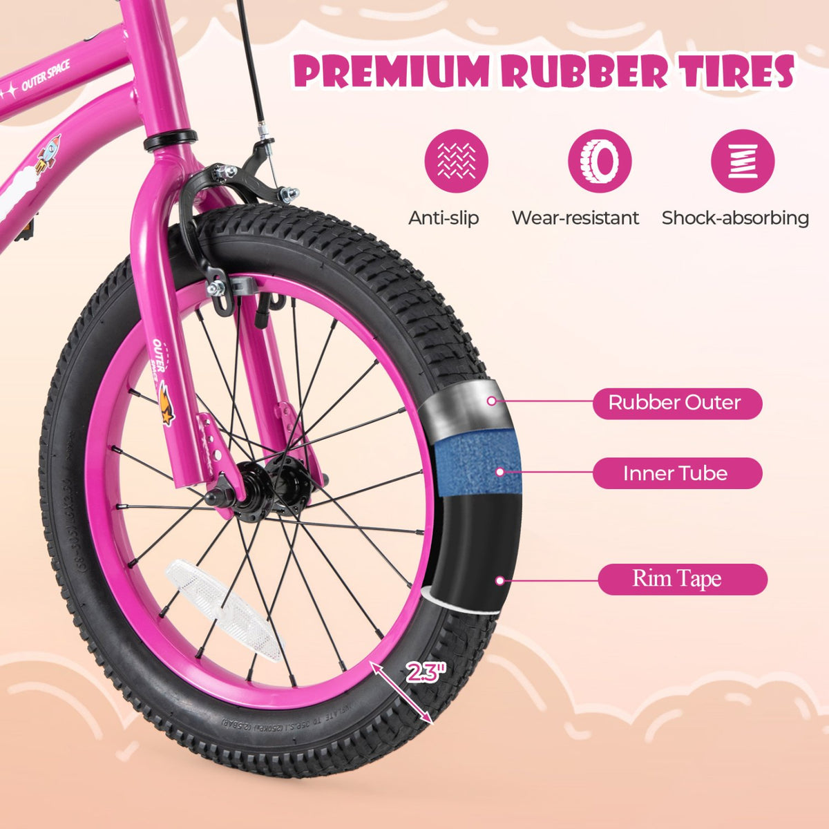 16-Inch Kids Bike for 4-7 Years Old Adjustable with Removable Training Wheels-16 inches view 6