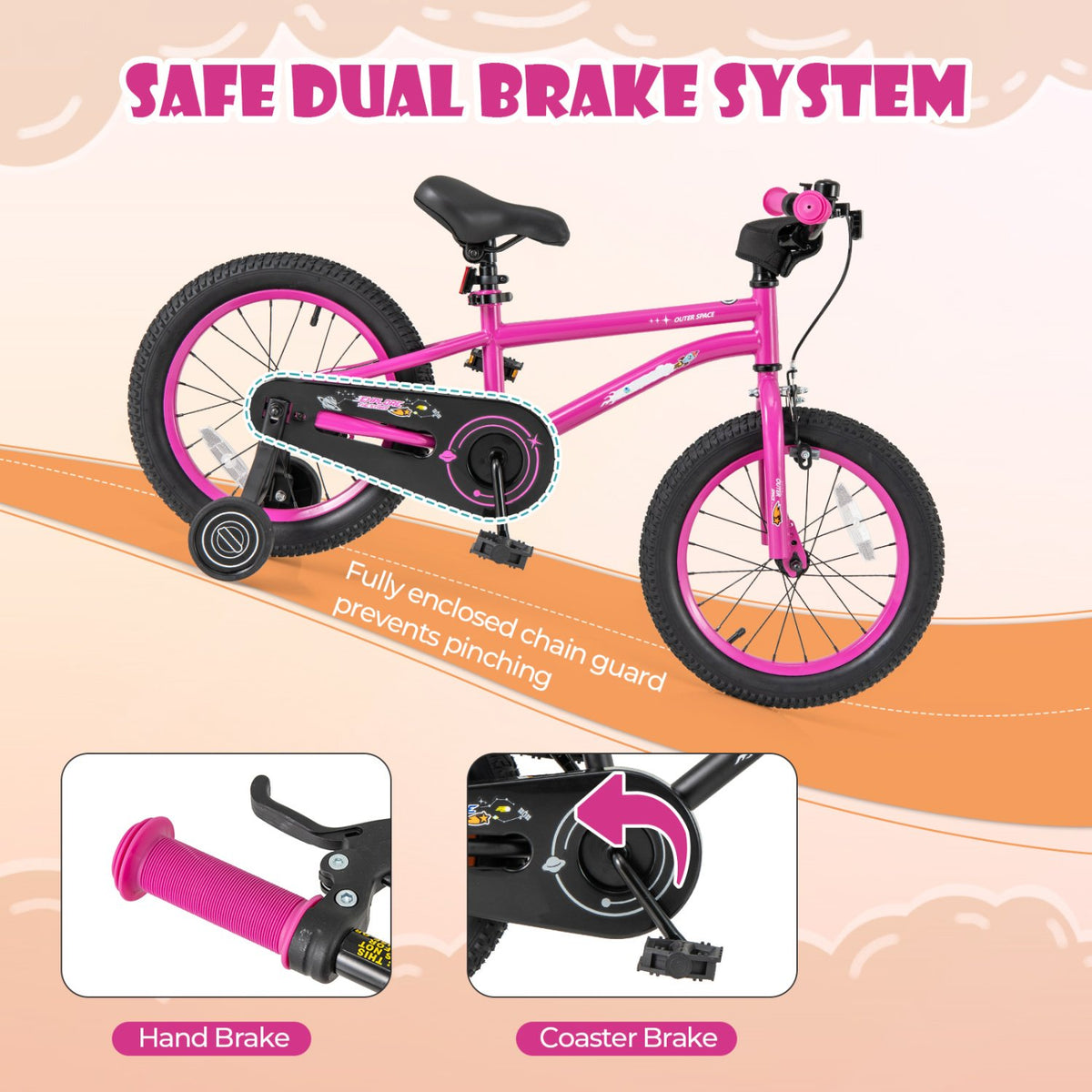 16-Inch Kids Bike for 4-7 Years Old Adjustable with Removable Training Wheels-16 inches view 9