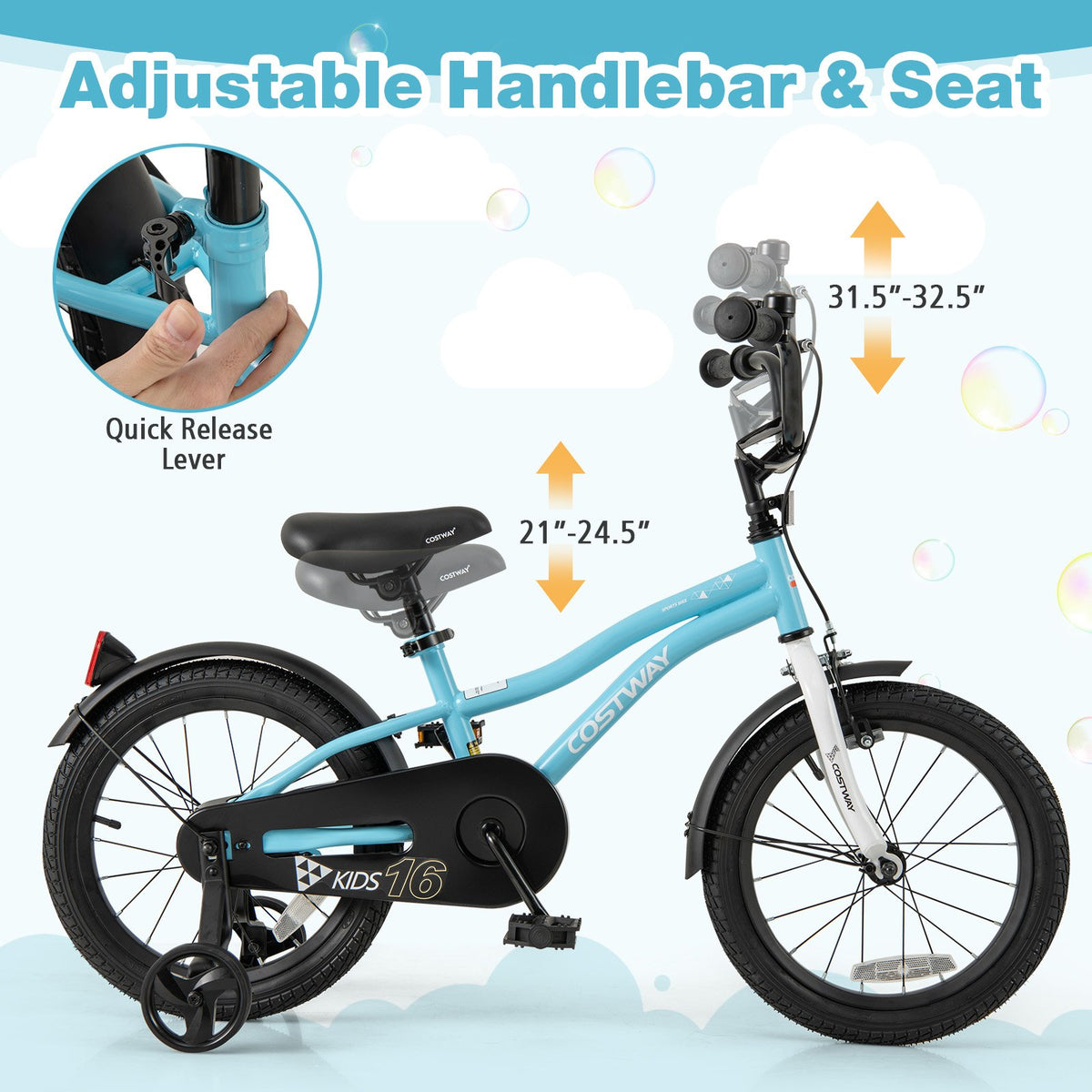 16-Inch Kids Bike for 4-7 Years Old Children Bicycle with Training Wheels view 6