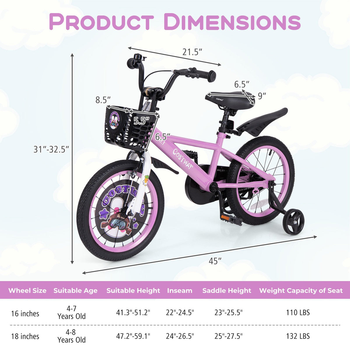 16 Inch Kids Bike for 4-8 Years Old Sport Bicycle with Adjustable Handlebar and Saddle-16 inches view 4