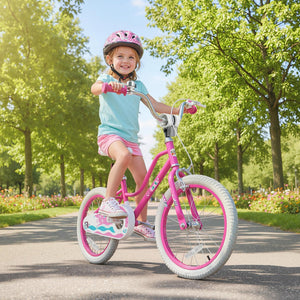 16 Inch Kids Bike for Aged 3-8 Years Old with Adjustable Handlebar Pink- Starlight Wave view 3