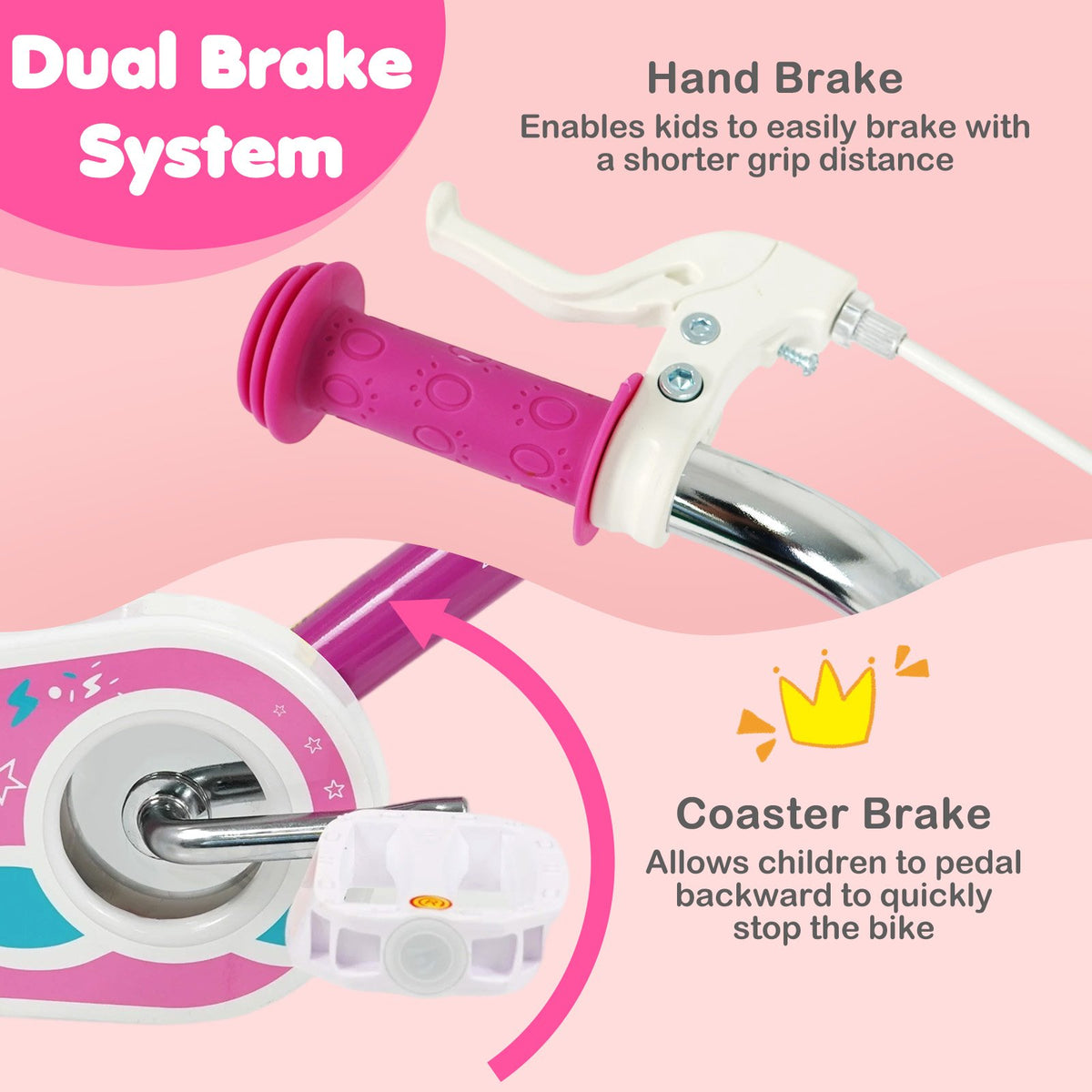 16 Inch Kids Bike for Aged 3-8 Years Old with Adjustable Handlebar Pink- Starlight Wave view 8