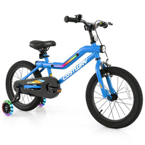 Patented 16 Inch Kids Bike LED Lighted Adjustable with Training Wheels for 4-7 Years Old Kids-16 inches