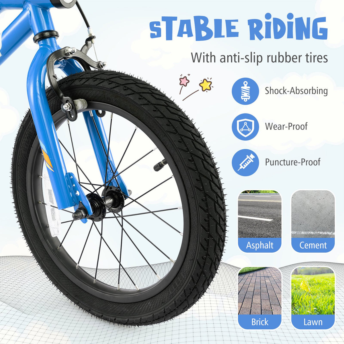 Patented 16 Inch Kids Bike LED Lighted Adjustable with Training Wheels for 4-7 Years Old Kids-16 inches view 7