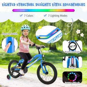 Patented 16 Inch Kids Bike LED Lighted Adjustable with Training Wheels for 4-7 Years Old Kids-16 inches view 9