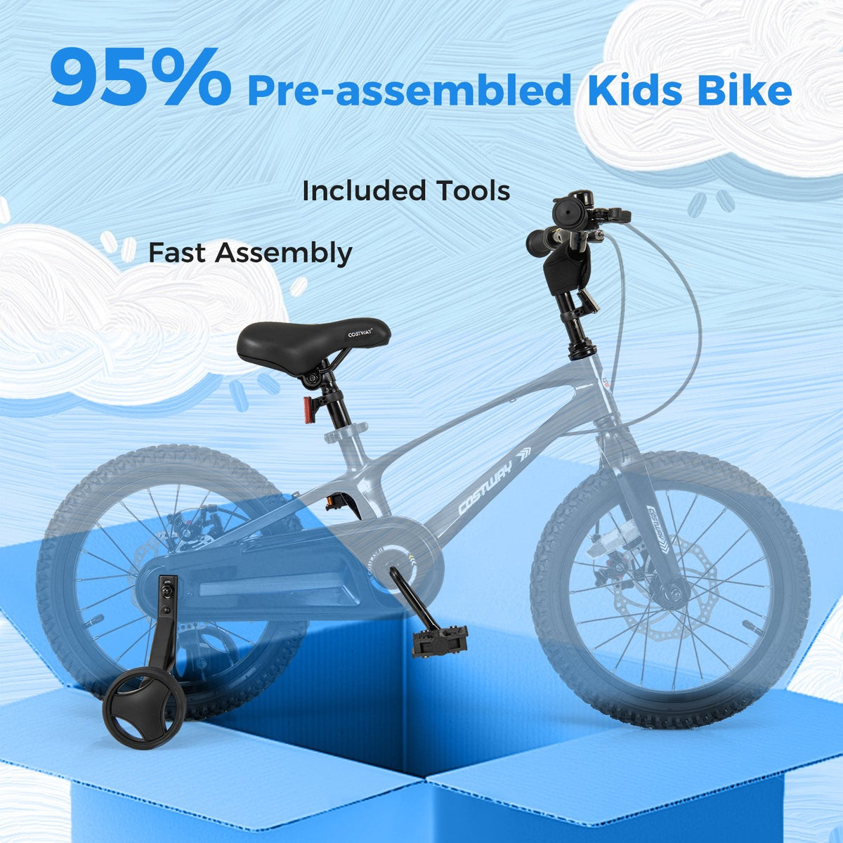 16 Inch Kids Bike Lightweight with 2 Removable Training Wheels for Aged 4-7-16 inches view 9