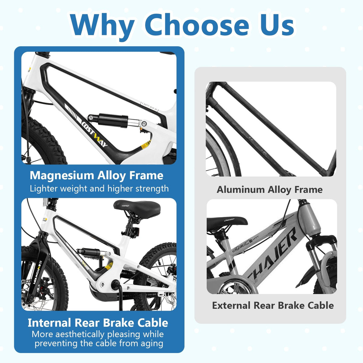 16 Inch Kids Bike Magnesium Alloy Bicycle Adjustable for Aged 4 to 7-16 inches view 4