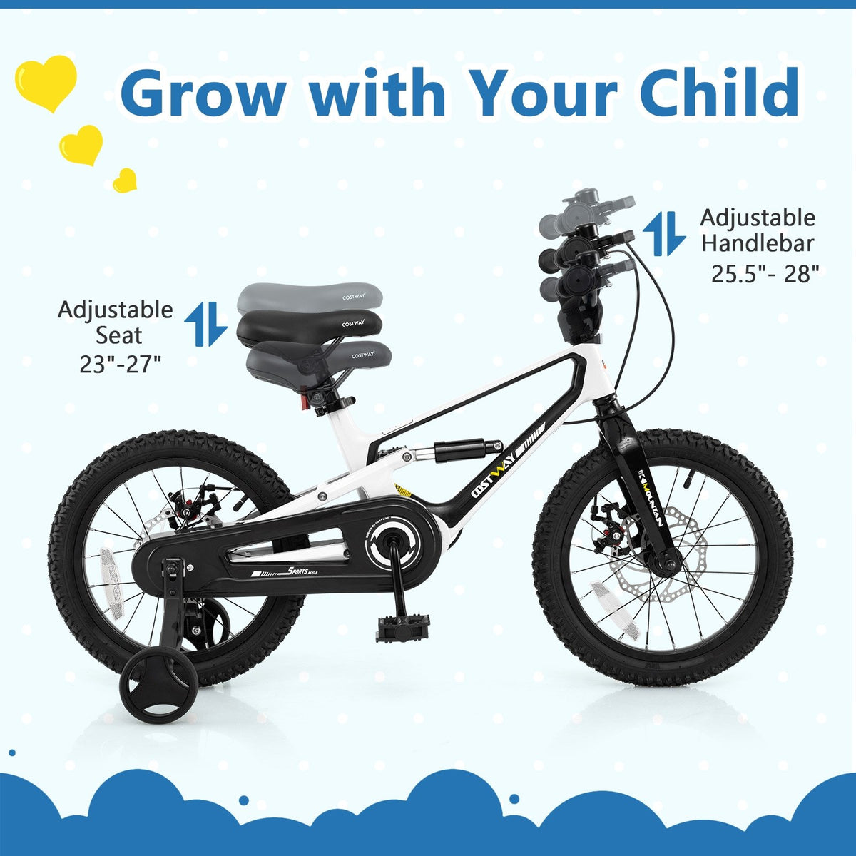 16 Inch Kids Bike Magnesium Alloy Bicycle Adjustable for Aged 4 to 7-16 inches view 8
