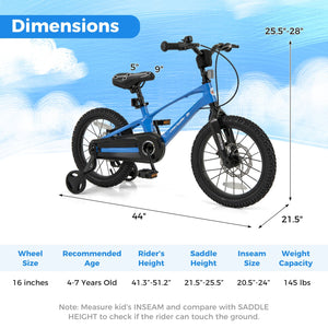 16 Inch Kids Bike Magnesium Alloy Training Bicycle Adjustable for 4 to 7 Years Old-16 inches view 4