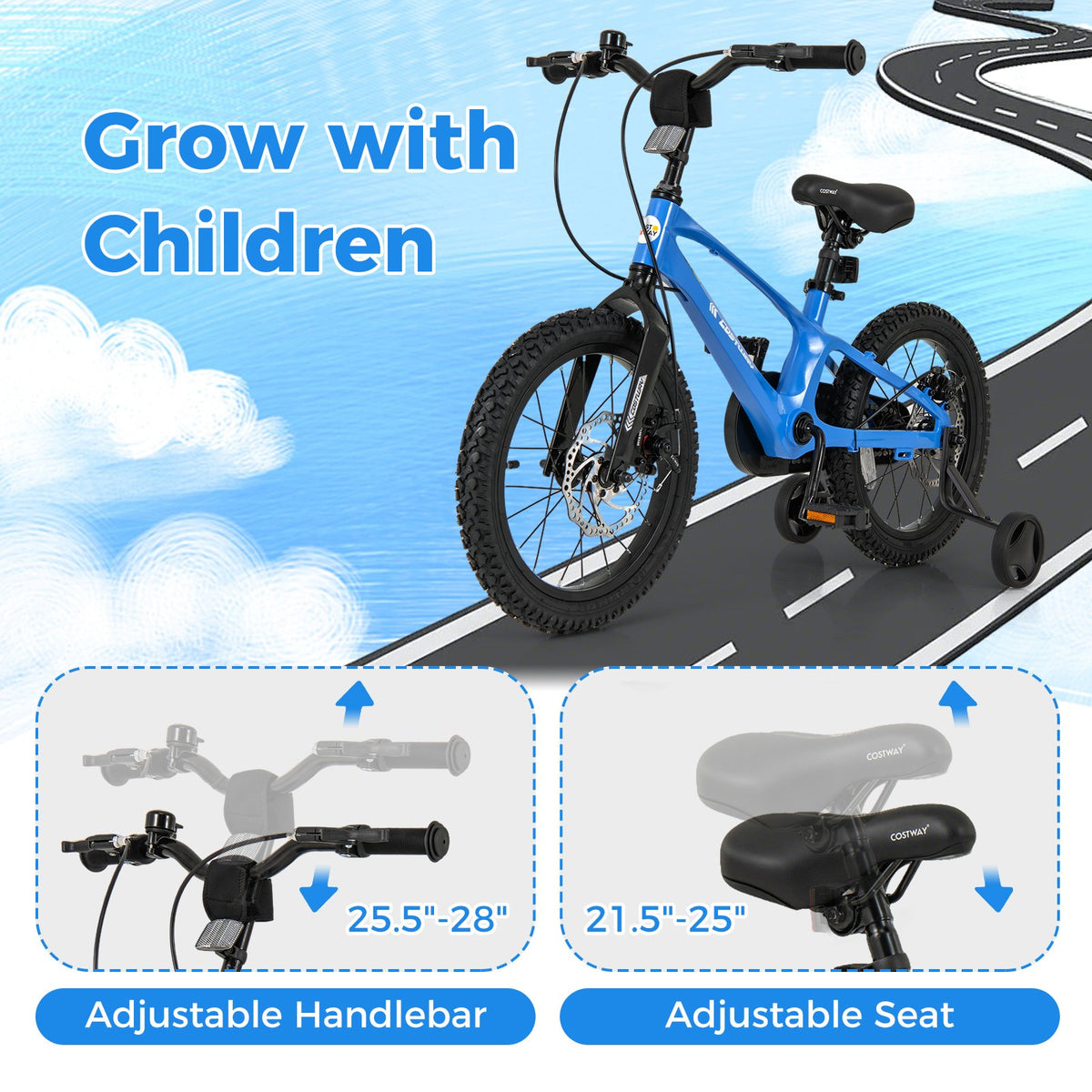 16 Inch Kids Bike Magnesium Alloy Training Bicycle Adjustable for 4 to 7 Years Old-16 inches view 6
