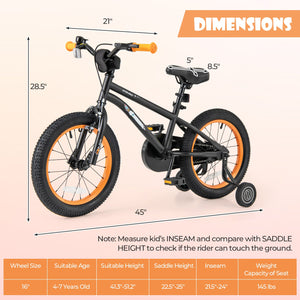 16-Inch Kids Bike Sport Bicycle for 4-7 Years Old with Adjustable Seat and Reflectors-16 inches view 4