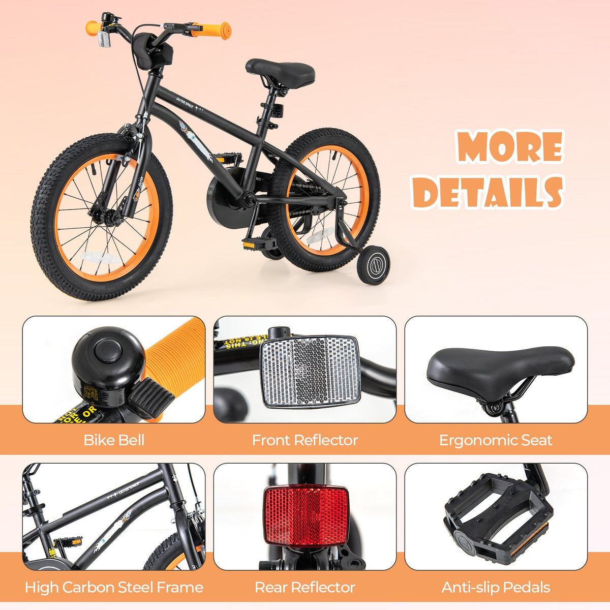 16-Inch Kids Bike Sport Bicycle for 4-7 Years Old with Adjustable Seat and Reflectors-16 inches view 7