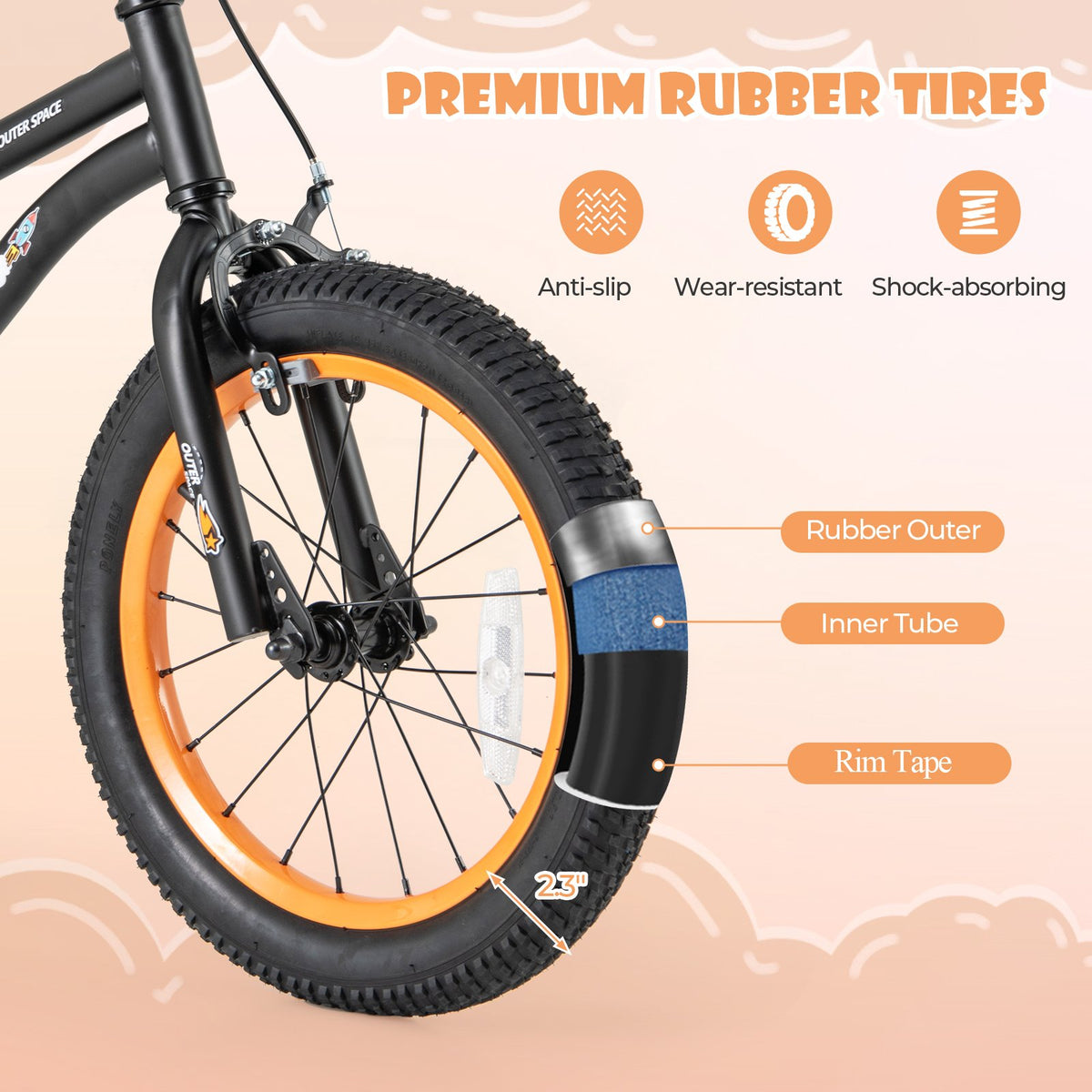 16-Inch Kids Bike Sport Bicycle for 4-7 Years Old with Adjustable Seat and Reflectors-16 inches view 8