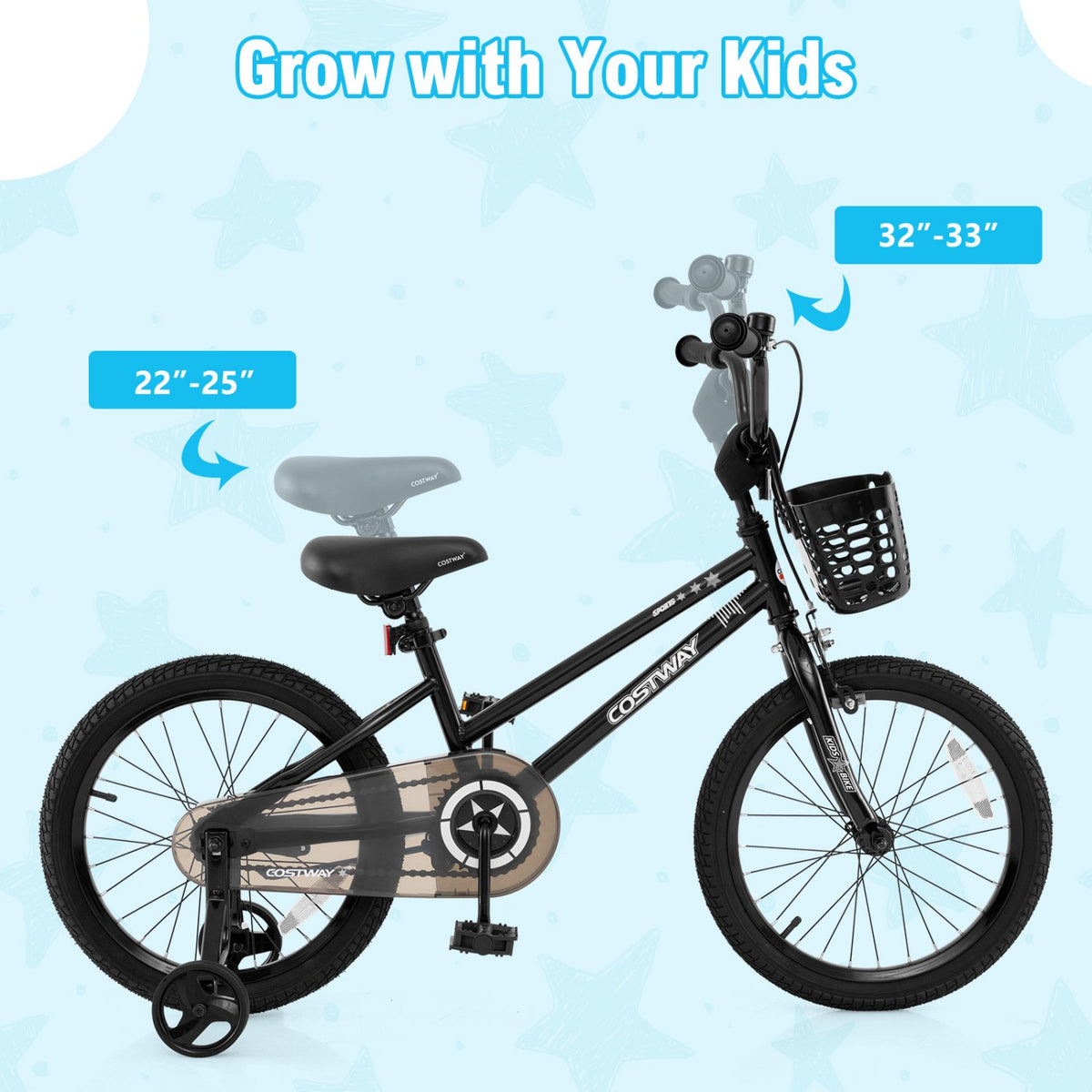 16 Inch Kids Bike with Basket and Training Wheels for Children Aged 4-7 Years Old view 5