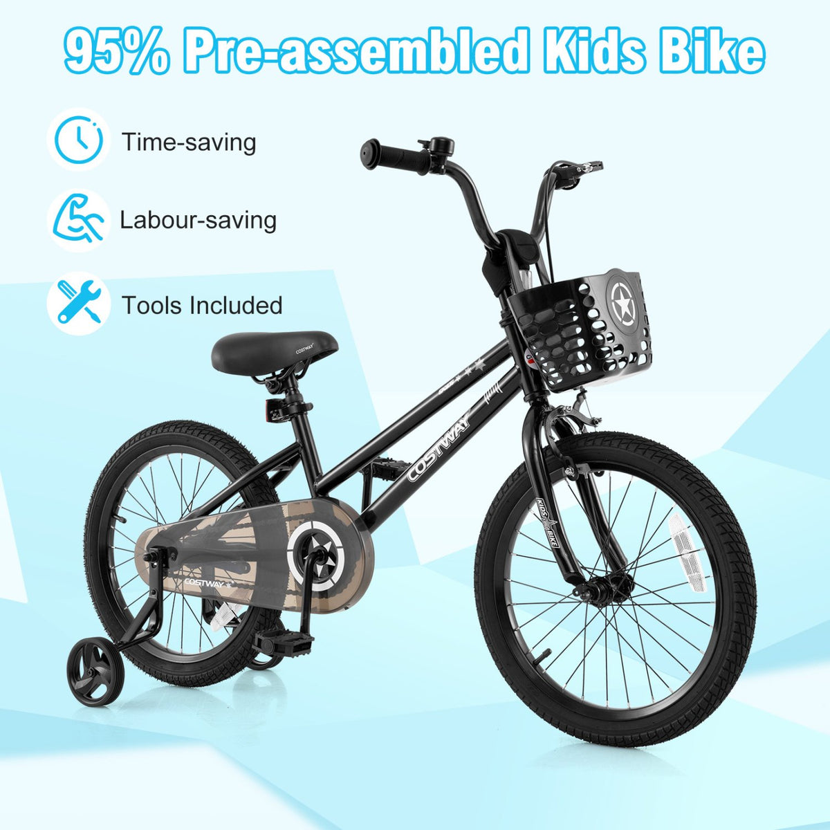 16 Inch Kids Bike with Basket and Training Wheels for Children Aged 4-7 Years Old view 7