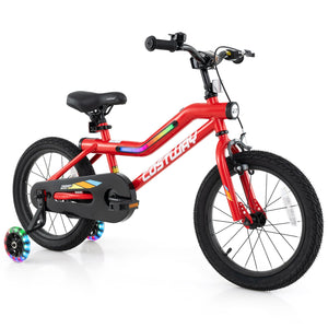 Patented 16 Inch Kids Bike with LED Lights Adjustable Carbon Steel Bicycle for 4-7 Years Old-16 inches
